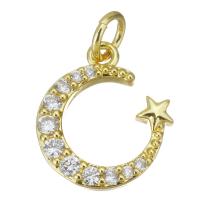 Cubic Zirconia Micro Pave Brass Pendant, plated, fashion jewelry & micro pave cubic zirconia & for woman, gold, nickel, lead & cadmium free, 13x14x2.50mm, Hole:Approx 3mm, Sold By Lot