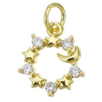 Cubic Zirconia Micro Pave Brass Pendant, plated, fashion jewelry & micro pave cubic zirconia & for woman, gold, nickel, lead & cadmium free, 12x14x2mm, 20PCs/Lot, Sold By Lot