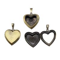 cobre pingente medalhão, Coração, banhado, níquel, chumbo e cádmio livre, 55x50x13mm, Aprox 100PCs/Bag, vendido por Bag