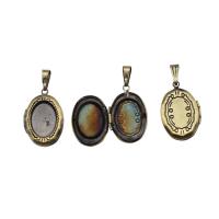 Brass Locket Pendant, Ellipse, plated, nickel, lead & cadmium free, 24x15x4mm, Approx 100PCs/Bag, Sold By Bag
