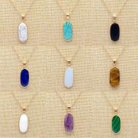 Gemstone Pendants Jewelry Natural Stone with Brass polished Sold By PC