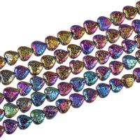 Natürliche Lava Perlen, Herz, bunte versilbert, keine, 10mm, verkauft von Strang