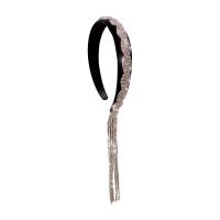 Hair Bands, Tibetan Style, with Velveteen, Tassel, plated, for woman & with rhinestone, black, nickel, lead & cadmium free, 140x345mm, Sold By PC