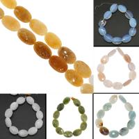 Mixed Gemstone Beads, Flat Oval, polished, faceted, more colors for choice, 18x13x6mm, Sold By Strand