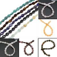 Mišrios Gemstone beads, Brangakmenis, Butas Ovalo formos, poliruotas, briaunotas, daugiau spalvų pasirinkimas, 8x6x4mm, Parduota už Apytiksliai 17 Inch Strand
