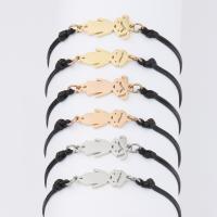 Stainless Steel Jewelry Bracelet Nylon Cord with Stainless Steel Round polished Adjustable Sold Per Approx 18 cm Strand