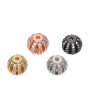Cubic Zirconia Micro Pave Brass Beads, plated, micro pave cubic zirconia & hollow, more colors for choice, 9.50mm, Sold By PC