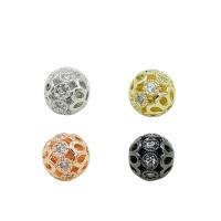 Cubic Zirconia Micro Pave Brass Beads, plated, micro pave cubic zirconia & hollow, more colors for choice, 8mm, Sold By PC