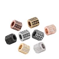 Perles cubes en laiton zircon Micro Pave, Placage, avec zircone cubique, plus de couleurs à choisir, 8.20x7.90mm, Vendu par PC