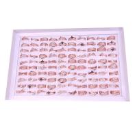 Tibetan Style Finger Ring, rose gold color plated, with rhinestone, pink, 4x18mm-11x24mm, 100PCs/Box, Sold By Box