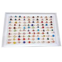 Zinklegierung Fingerring , mit Kristall, plattiert, verschiedene Stile für Wahl, farbenfroh, 4x18mm-11x24mm, 100PCs/Box, verkauft von Box