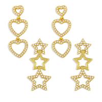 Brass Drop Earring 18K platinum plated & with cubic zirconia golden Sold By Pair