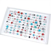 Zinklegierung Fingerring , imitierter Türkis, farbenfroh, 4x18mm-11x24mm, 100PCs/Box, verkauft von Box