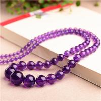 Quartz Necklace Amethyst natural fashion jewelry & graduated beads purple 6-18mm Sold By Strand