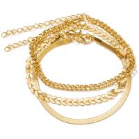Bracelet de cheville en alliage de zinc, trois pièces & bijoux de mode & pour femme, doré, protéger l'environnement, sans nickel, plomb et cadmium, Vendu par fixé