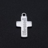 Stainless Steel Cross Pendants, silver color plated, Approx 10PCs/Bag, Sold By Bag