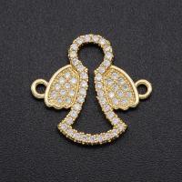 Cubic Zirconia Micro Pave Brass Pendant, gold color plated, micro pave cubic zirconia, Approx 2PCs/Bag, Sold By Bag