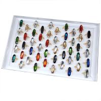 Tibetan Style Finger Ring, with Glass, multi-colored, 4x18mm-11x24mm, 50PCs/Box, Sold By Box
