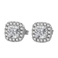 Cupronickel Stud Earring, platinum color plated, for woman & with rhinestone, more colors for choice, 8.26x8.26mm, Sold By Pair