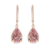 Cupronickel Lever Back Earring, plated, for woman & with rhinestone, more colors for choice, 8.87x28.60mm, Sold By Pair