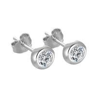 Cupronickel Stud Earring platinum color plated & for woman & with rhinestone Sold By Pair