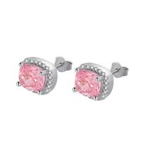 Cupronickel Stud Earring platinum color plated for woman & with rhinestone Sold By Pair