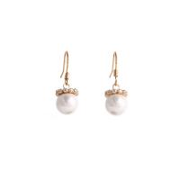 Boucles d'oreilles pendantes en laiton, avec Shell Pearl, Placage, pavé de micro zircon & pour femme, plus de couleurs à choisir, 10x29mm, Vendu par paire