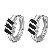 Cupronickel Huggie Hoop Earring, platinum color plated, stoving varnish & for woman, 5.50x10.50mm, Sold By Pair