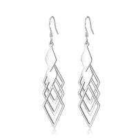 Cupronickel Drop Earring, platinum color plated, for woman & hollow, 12x62mm, Sold By Pair