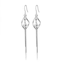 Cupronickel Drop Earring, platinum color plated, for woman, 14x92mm, Sold By Pair