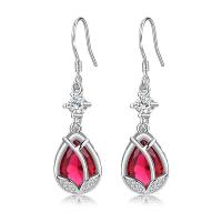 Cupronickel Drop Earring, platinum color plated, micro pave cubic zirconia & for woman, more colors for choice, 11x42mm, Sold By Pair