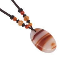 Natural Gemstone Necklace, Ellipse, polished, more colors for choice, 42x28x6mm, Sold Per Approx 32 cm Strand