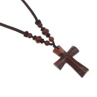 Natural Gemstone Necklace, Cross, polished, more colors for choice, 44x32x4mm, Sold Per Approx 32 cm Strand