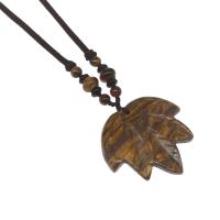 Natural Gemstone Necklace, Maple Leaf, polished, more colors for choice, 38x47x41mm, Sold Per 32 cm Strand