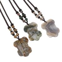 Natural Gemstone Necklace, Frog, polished, more colors for choice, 42x29x7mm, Sold Per 32 cm Strand