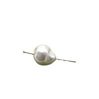 Natural Freshwater Shell Beads, with Shell Pearl, Teardrop, white, Sold By PC