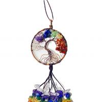 Hängende Ornamente, Natürlicher Kies, mit Zinklegierung, plattiert, farbenfroh, 50mm, Länge:15 cm, verkauft von PC