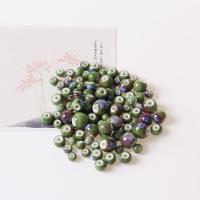 Porcelain Jewelry Beads, Round, handmade, DIY, green, Sold By PC