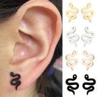 Stainless Steel Stud Earrings Snake plated fashion jewelry & for woman Sold By Pair