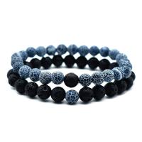 Gemstone Bracelets, Agate, with Natural Stone, 2 pieces & Unisex & radiation protection, more colors for choice, 10mm, Sold By PC