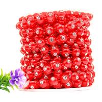 Brin de guirlande de perle, Plastique ABS perle, avec strass, plus de couleurs à choisir, 10mm, 9m/bobine, Vendu par bobine