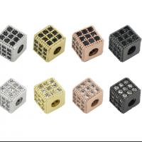 Cubic Zirconia Micro Pave Brass Beads, Cube, plated, micro pave cubic zirconia, more colors for choice, 6mm, Sold By PC