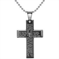 Edelstahl Schmuck Halskette, Kreuz, plattiert, Modeschmuck & für den Menschen, schwarz, 50x34mm, verkauft von PC