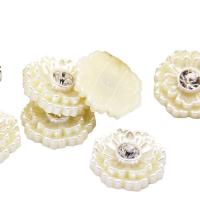 ABS Plastic Pearl Cabochon, with rhinestone, beige, 27mm, 100PCs/Bag, Sold By Bag