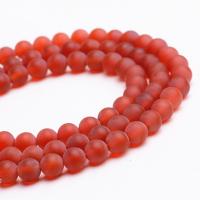 Natürlich rote Achat Perlen, Yunnan roter Achat, rund, poliert, handgefertigt, rot, 90PCs/Strang, verkauft von Strang