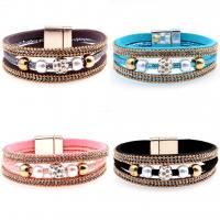 Fashion Bracelet & Bangle Jewelry, Velveteen, with pearl, real gold plated, anti-fatigue & for woman & with rhinestone, more colors for choice, Length:19.5 cm, Sold By PC