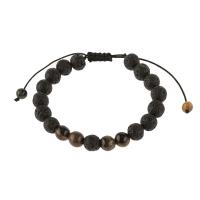 Gemstone Bracelets, Lava, with Tiger Eye, Adjustable & Unisex, more colors for choice, Length:9 cm, Sold By PC