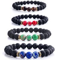 Gemstone Bracelets, Lava, with Abrazine Stone & Natural Stone, handmade, Unisex, more colors for choice, 8mm, Length:18-30 cm, Sold By PC