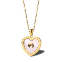 Edelstahl Schmuck Halskette, Herz, plattiert, Modeschmuck & Micro pave Zirkonia & für Frau, keine, verkauft von Strang