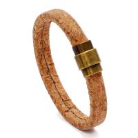 cuir PU bracelet, bijoux de mode & fait à la main & unisexe, brun, protéger l'environnement, sans nickel, plomb et cadmium, 215x11mm, Vendu par brin